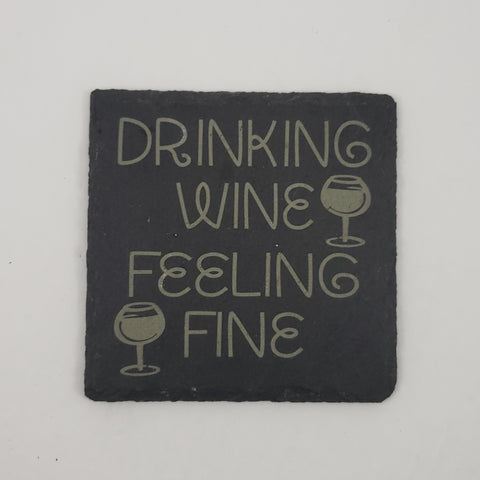 Laser Engraved Slate Drink Coasters - New Wine