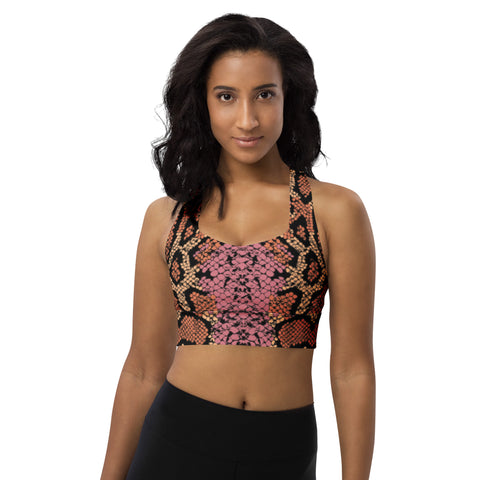 Pink Reptile Longline Sports Bra