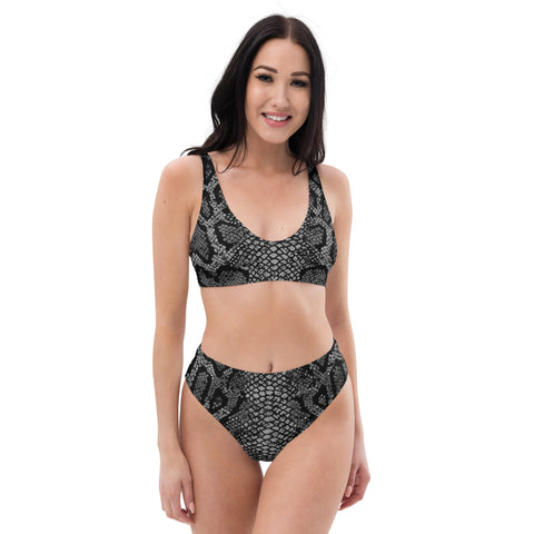 Silver Reptile High-Waisted Bikini Set