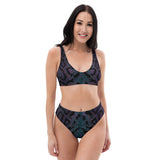 Purple Reptile High-Waisted Bikini Set